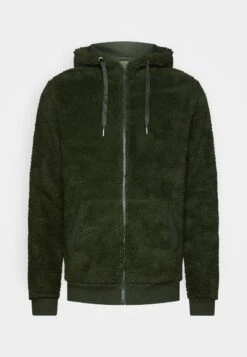 Pier One BORG ZIP-UP JACKET - Fleecejacke - Dark Green