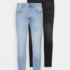 Pier One 2 PACK - Jeans Skinny Fit - Light Blue/black