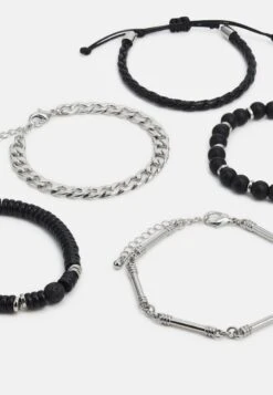 Pier One 5 PACK - Armband - Silver-coloured, Black -Pier One Verkaufsgeschäft e7fdb58dc0d346889d43460456586028